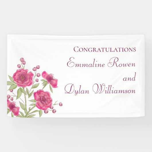 Banderoles Mariage Rose Rose Clair (Horizontal)