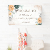 Banderoles Mariage Rose vert aquarelle (En situation)