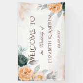 Banderoles Mariage Rose vert aquarelle (Vertical)