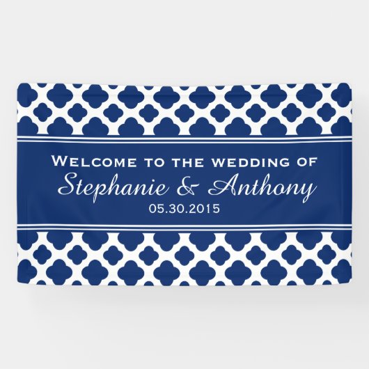 Banderoles Mariage Royal Blue Quatrefoil (Horizontal)