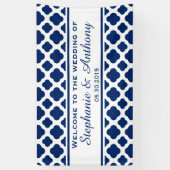 Banderoles Mariage Royal Blue Quatrefoil Bienvenue (Vertical)