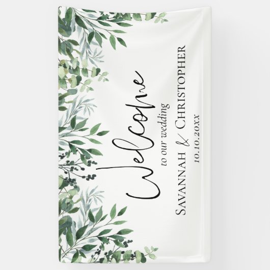 Banderoles Mariage rustique Eucalyptus (Vertical)