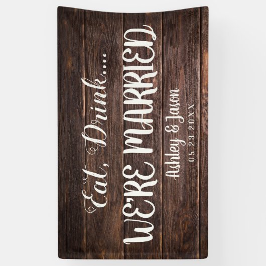 Banderoles Mariage rustique NOUS SOMMES MARIÉS Country Grange (Vertical)