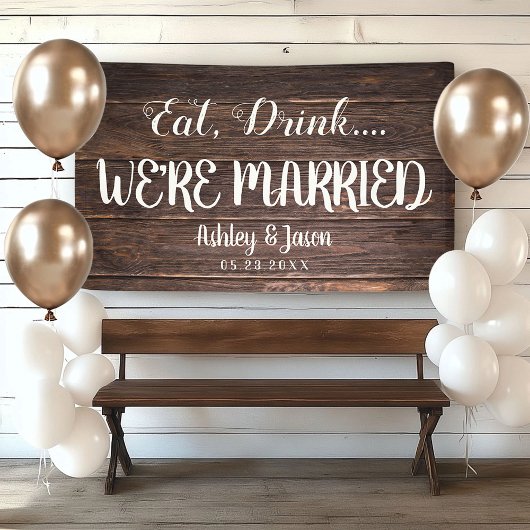 Banderoles Mariage rustique NOUS SOMMES MARIÉS Country Grange