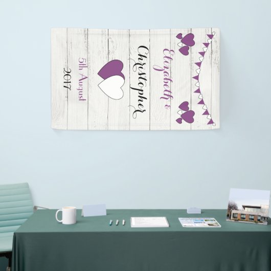 Banderoles Mariage rustique personnalisé Contexte violet (Salon professionnel)