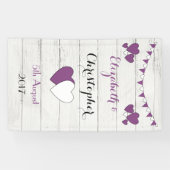 Banderoles Mariage rustique personnalisé Contexte violet (Horizontal)