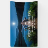 Banderoles Mariage sous la pleine lune sur une jetée nocturne (Vertical)