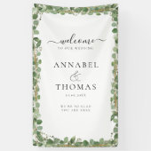 Banderoles Mariage vert "Bienvenue" (Vertical)