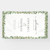 Banderoles Mariage vert "Bienvenue" (Horizontal)