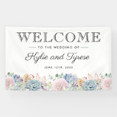 Banderoles Mariage vintage d'aquarelle florale Succulente (Horizontal)