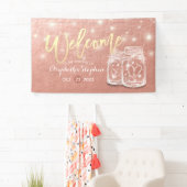 Banderoles Mariage Welcome Mason Jars String Lights Rose Gold (En situation)