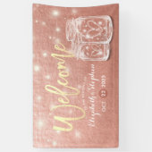 Banderoles Mariage Welcome Mason Jars String Lights Rose Gold (Vertical)