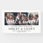 Banderoles Mariage Welcome Simple Chic Script 3 Photo Collage (Horizontal)