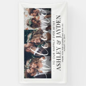 Banderoles Mariage Welcome Simple Chic Script 3 Photo Collage (Vertical)