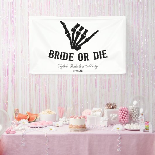 Banderoles Mariée ou mort Rockstar Skeleton Bachelorette Part (Fête)