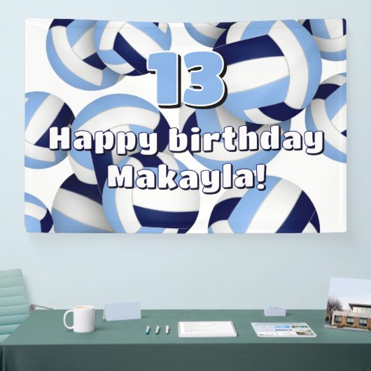 Banderoles marine bleu clair volleyballs anniversaire de enfa (Salon professionnel)