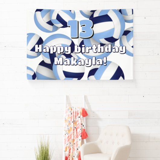 Banderoles marine bleu clair volleyballs anniversaire de enfa (Insitu)