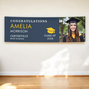 Banderoles Marine Blue Gold Photo Graduate Classe De Diplôme