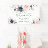 Banderoles Marine blush floral nuptiale douche bienvenue (En situation)