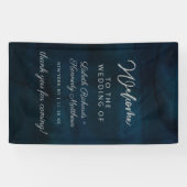 Banderoles Marine Luster Silver Blue Aquarelle Mariage Bienve (Horizontal)