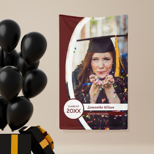 Banderoles Maroon Courbé Frame Photo Graduation