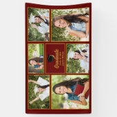 Banderoles Maroon Gold Graduation Photo Collage Modern Party (Vertical)