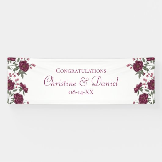 Banderoles Maroon Rose Wedding (Horizontal)