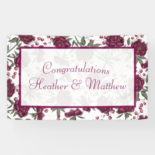 Banderoles Maroon Rose Wedding (Horizontal)