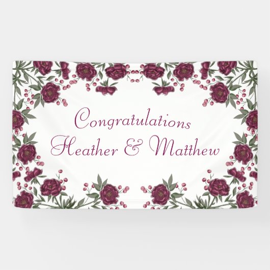 Banderoles Maroon Rose Wedding (Horizontal)