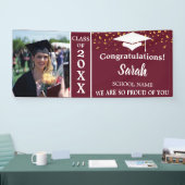 Banderoles Maroon White Graduation Custom Photo Class Of 2025 (Salon professionnel)