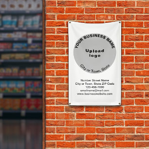 Banderoles Marque commerciale en forme ronde grise sur banniè