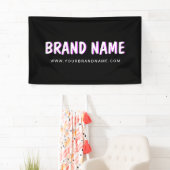 Banderoles Marque moderne White Fuchsia Nom Avec Site Interne (En situation)