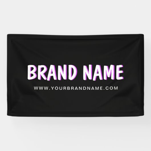 Banderoles Marque moderne White Fuchsia Nom Avec Site Interne (Horizontal)