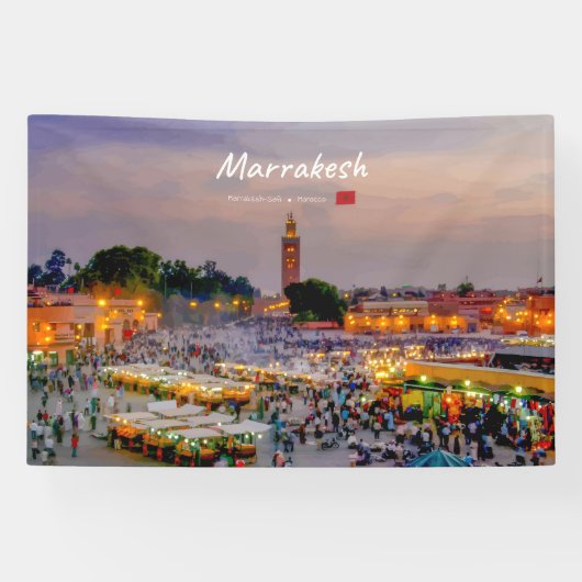 Banderoles Marrakech, Maroc - Place Jemaa el Fnaa (Horizontal)
