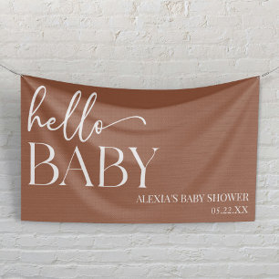 Banderoles Marron Boho Bohème Bonjour Bébé Baby Shower