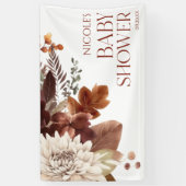 Banderoles Marron Bourgogne Bébé En Fleurs Fleurie Baby Showe (Vertical)