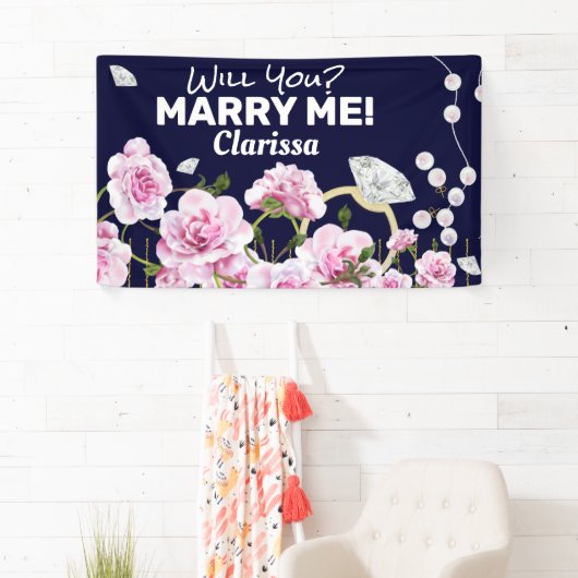 Banderoles Marry Me Diamond Floral (En situation)