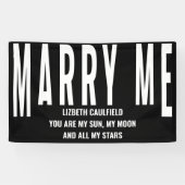 Banderoles Marry Me Proposition Sun Moon Stars Black White (Horizontal)
