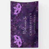 Banderoles Mascarade parties scintillant violet Quinceanera (Vertical)