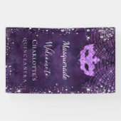 Banderoles Mascarade violet argent parties scintillant poussi (Horizontal)