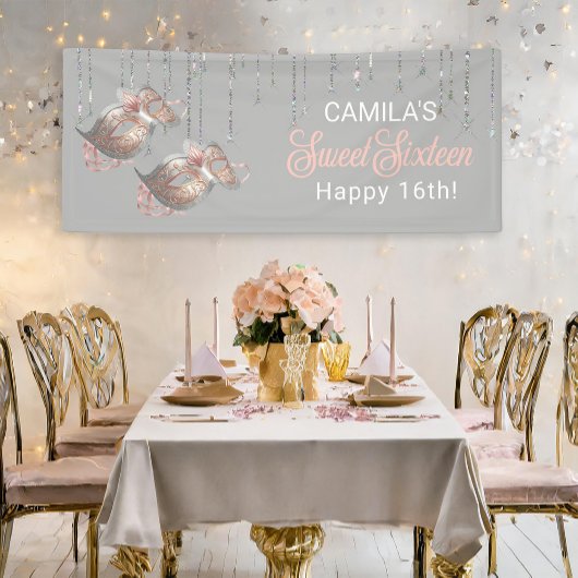 Banderoles Masquerade Masque Sweet 16 Rose Gold ID1032