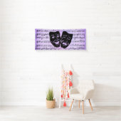 Banderoles Masques de musique et de théâtre violets (En situation)