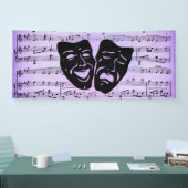 Banderoles Masques de musique et de théâtre violets (Salon professionnel)