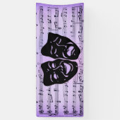 Banderoles Masques de musique et de théâtre violets (Vertical)