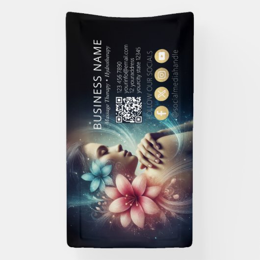 Banderoles Massage Thérapie Guérison Mains Énergie Spa Bien-ê (Verticale)