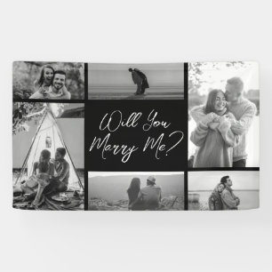 Banderoles Me demanderas-tu en mariage 6 Photo Collage Noir E