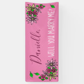 Banderoles Me marie-tu, Floral (Vertical)