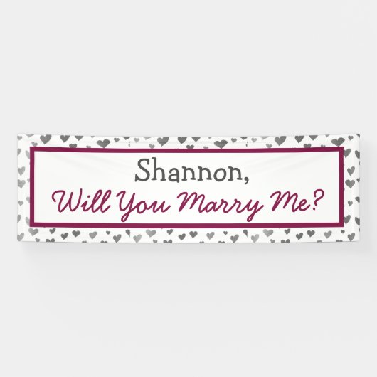 Banderoles Me Marieras-Tu, Coeurs D'Argent (Horizontal)