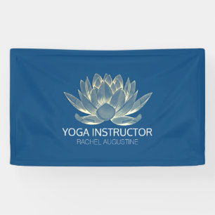 Banderoles Méditation YOGA Reiki Instructeur Blue & Gold Lotu