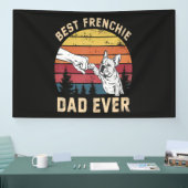 Banderoles Meilleur Papa Frenchie Rétro (Salon professionnel)